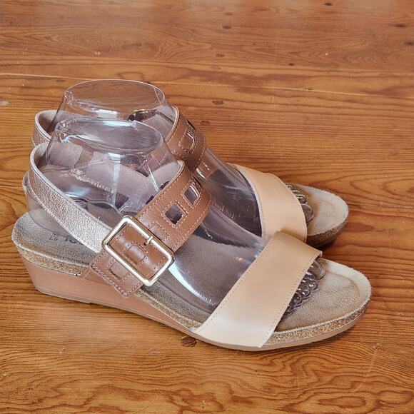 NAOT WOMEN DYNASTY SANDAL LEATHER SLING BACK STRAPPY WEDGE HEEL ISREAL 40 US 9 - Picture 1 of 8